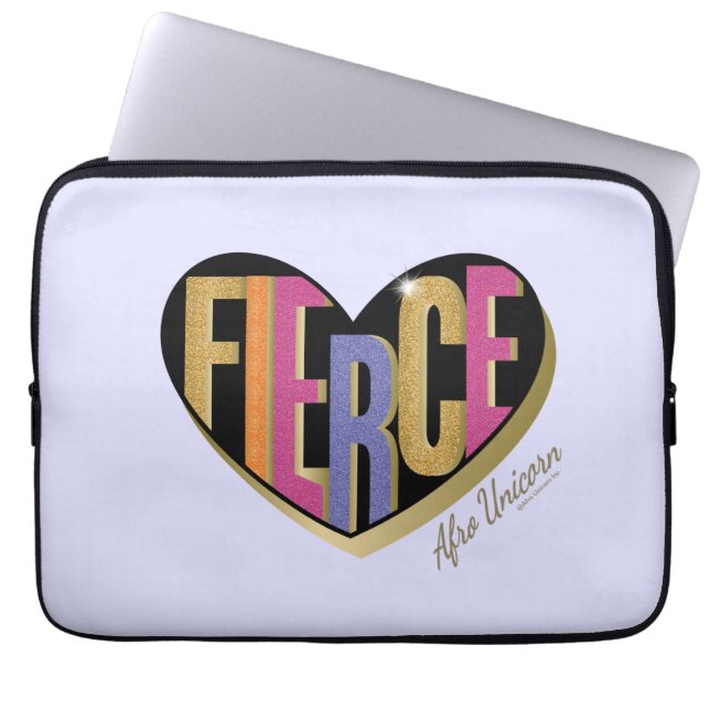 Afro Unicorn Fierce Heart Design Laptop Sleeve (Front)
