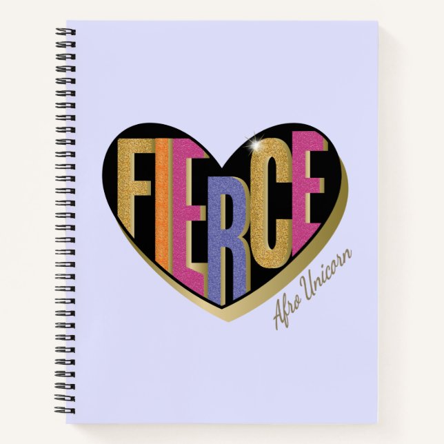 Afro Unicorn Fierce Heart Design Notebook (Front)