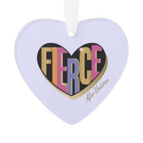 Afro Unicorn Fierce Heart Design Ornament