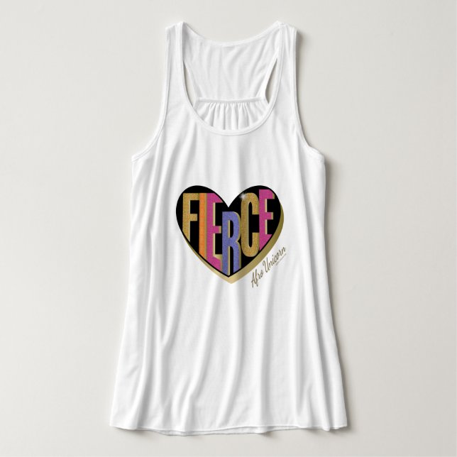 Afro Unicorn Fierce Heart Design Tank Top (Design Front)