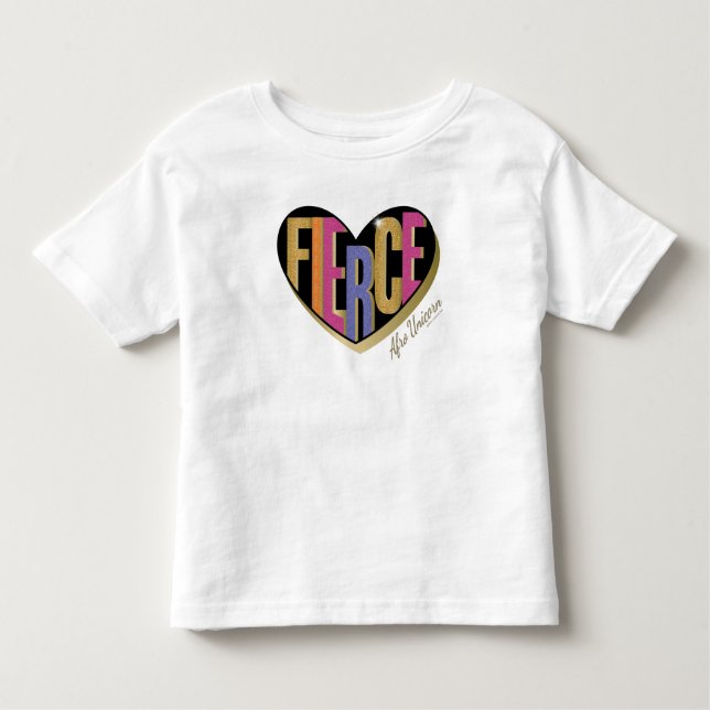 Afro Unicorn Fierce Heart Design Toddler T-shirt (Front)