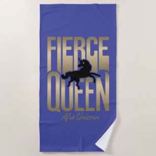 Afro Unicorn Fierce Queen Beach Towel