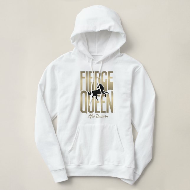 Afro Unicorn Fierce Queen Hoodie (Design Front)