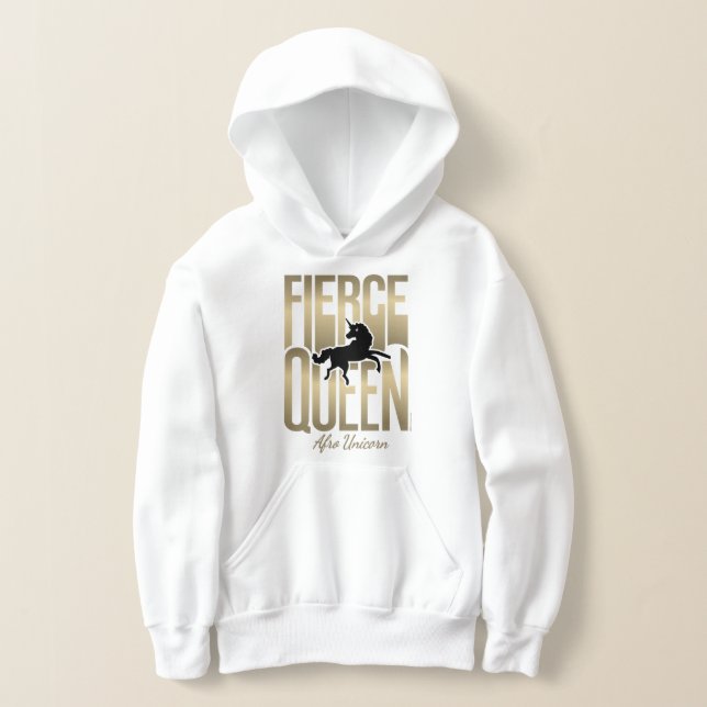 Afro Unicorn Fierce Queen Hoodie (Laydown)