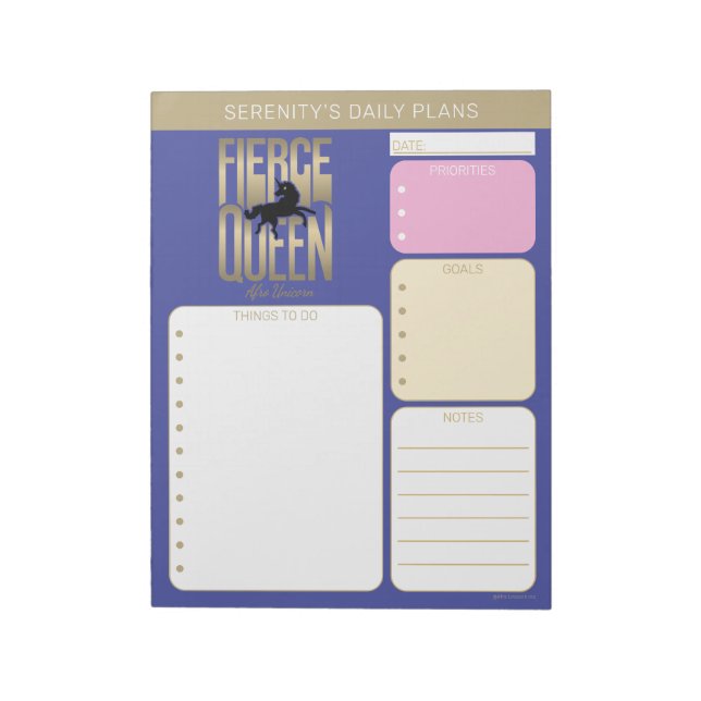 Afro Unicorn Fierce Queen Notepad (Rotated)