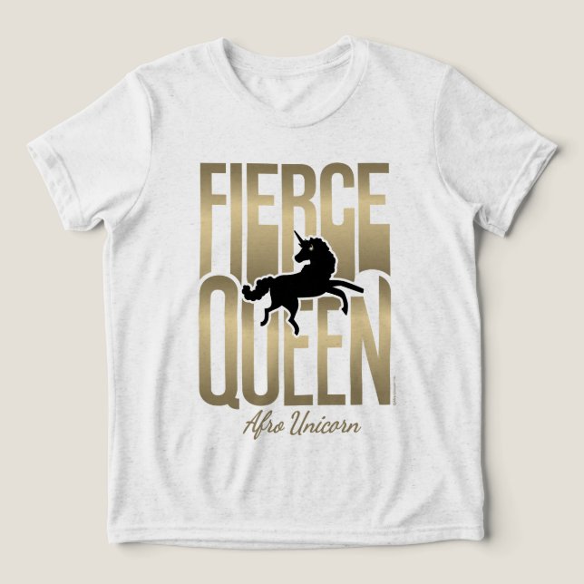 Afro Unicorn Fierce Queen Tri-Blend Shirt (Design Front)