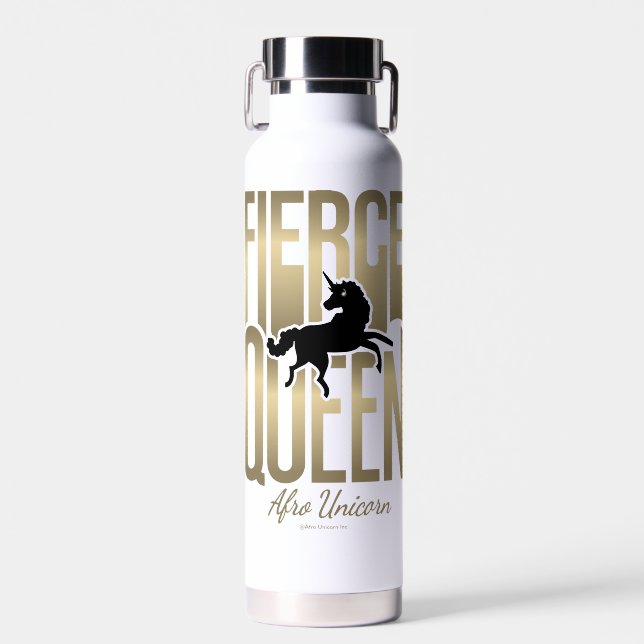 Afro Unicorn Fierce Queen Water Bottle (Front)