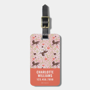 Afro Unicorn Heart & Star Pink Pattern Luggage Tag