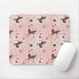 Afro Unicorn Heart & Star Pink Pattern Mouse Pad