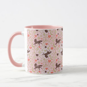 Afro Unicorn Heart & Star Pink Pattern Mug