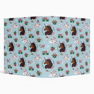 Afro Unicorn Holiday Pattern 3 Ring Binder