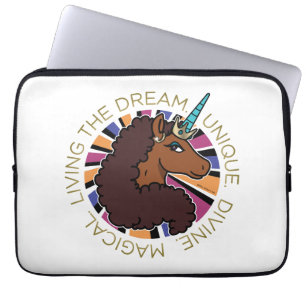 Afro Unicorn Living the Dream Design Laptop Sleeve