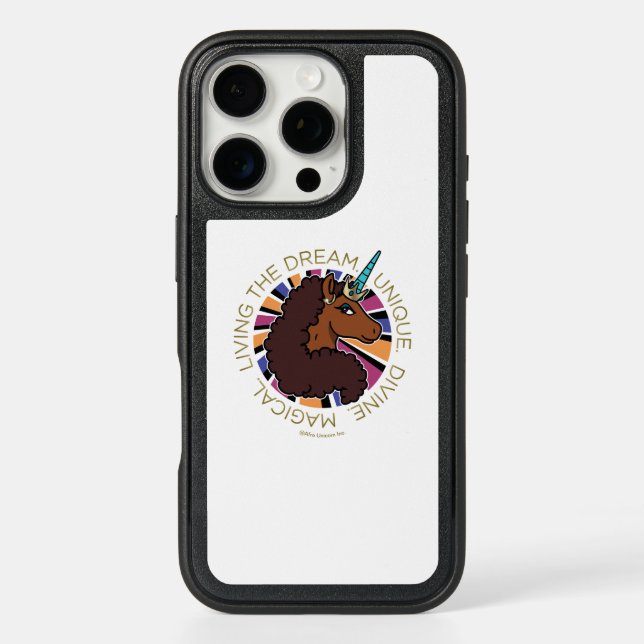 Afro Unicorn Living the Dream Design Otterbox iPhone Case (Back)