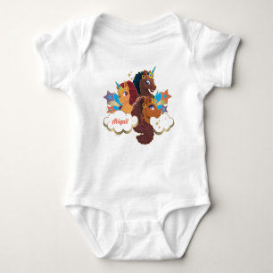Afro Unicorn “Made of Magic” Trio Design Baby Bodysuit
