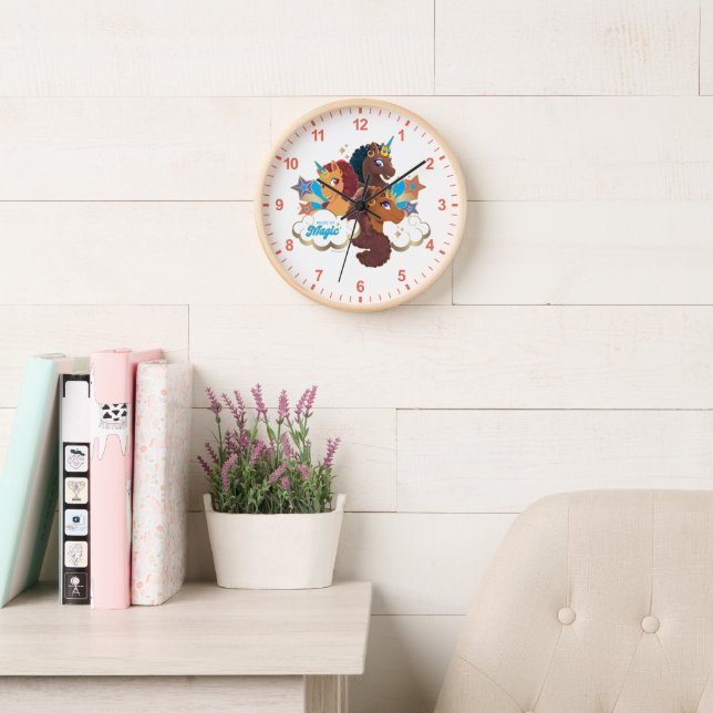 Afro Unicorn “Made of Magic” Trio Design Clock (Reading Room)