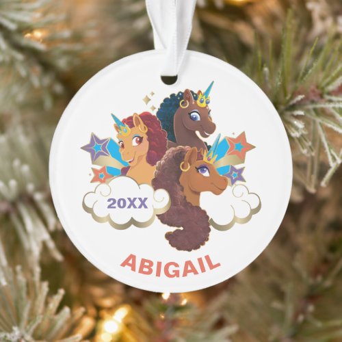 Afro Unicorn “Made of Magic” Trio Design Ornament