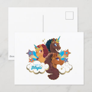 Afro Unicorn “Made of Magic” Trio Design Postcard