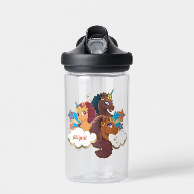 Afro Unicorn “Made of Magic” Trio Design Water Bottle (Front)