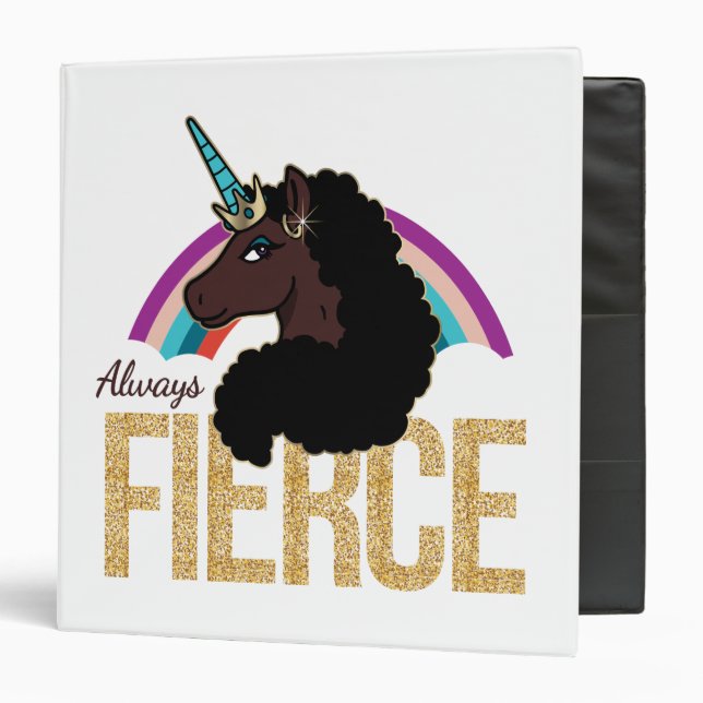 Afro Unicorn | Magical - Always Fierce 3 Ring Binder (Front/Inside)