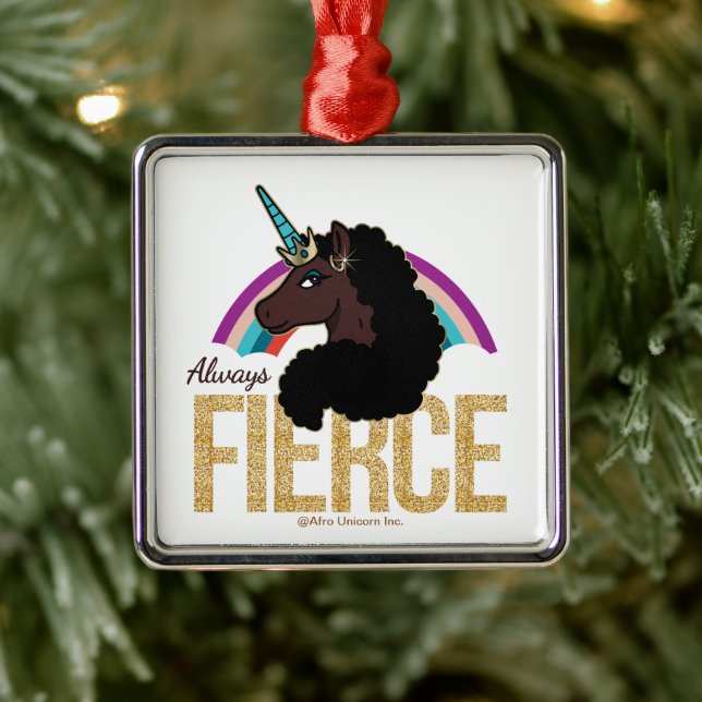 Afro Unicorn | Magical - Always Fierce Metal Ornament (Tree)