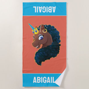 Afro Unicorn   Magical Beach Towel