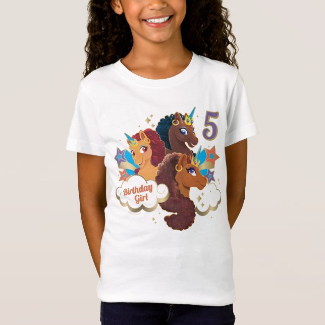 Afro Unicorn | Magical Birthday Girl T-Shirt (Front)