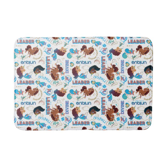 Afro Unicorn Magical Empowering Pattern Bath Mat (Front)