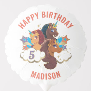 Afro Unicorn   Magical Girls Birthday Balloon