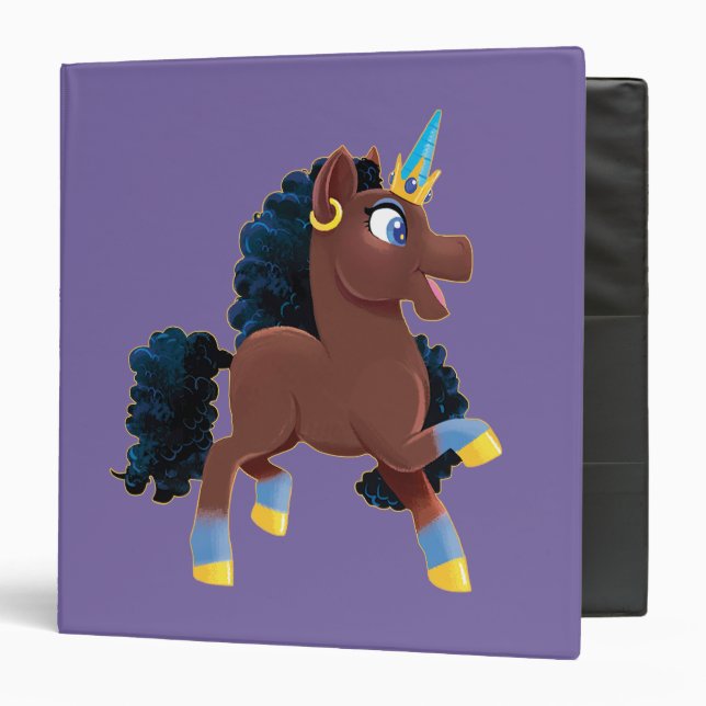Afro Unicorn | Magical Prancing 3 Ring Binder (Front/Inside)