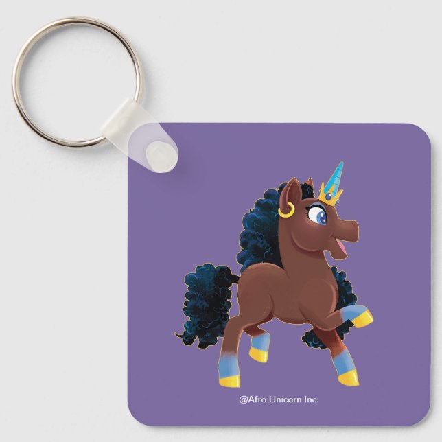 Afro Unicorn | Magical Prancing Keychain (Front)