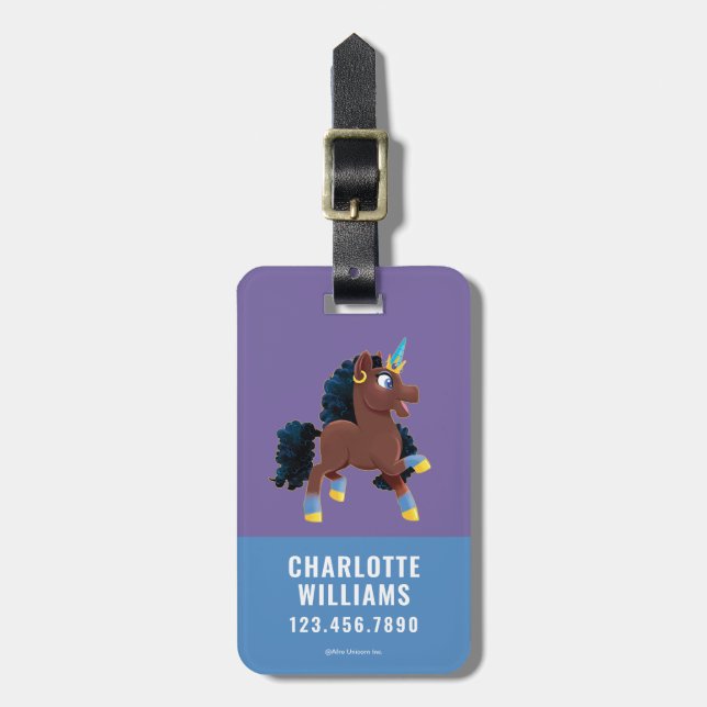 Afro Unicorn | Magical Prancing Luggage Tag (Front Vertical)