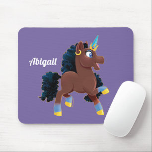 Afro Unicorn Magical Prancing Mouse Pad