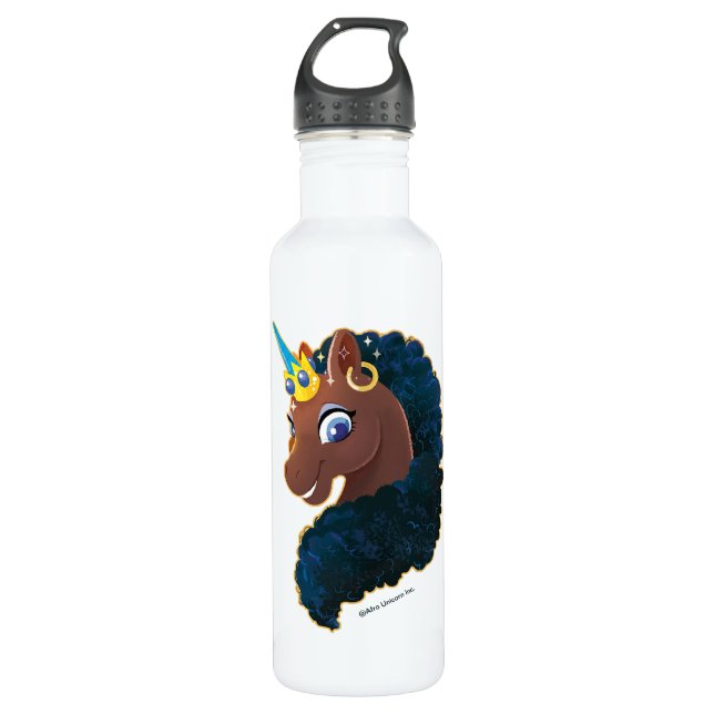 Afro Unicorn | Magical Stainless Steel Water Bottle (Front)