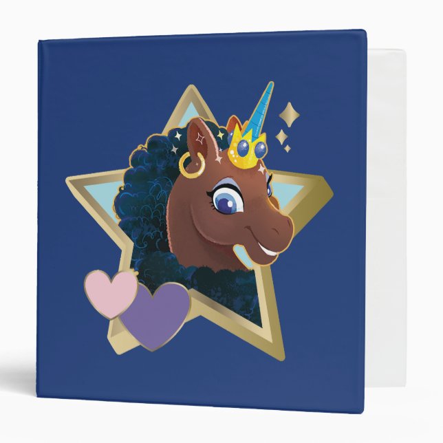 Afro Unicorn Magical Star 3 Ring Binder (Front/Inside)
