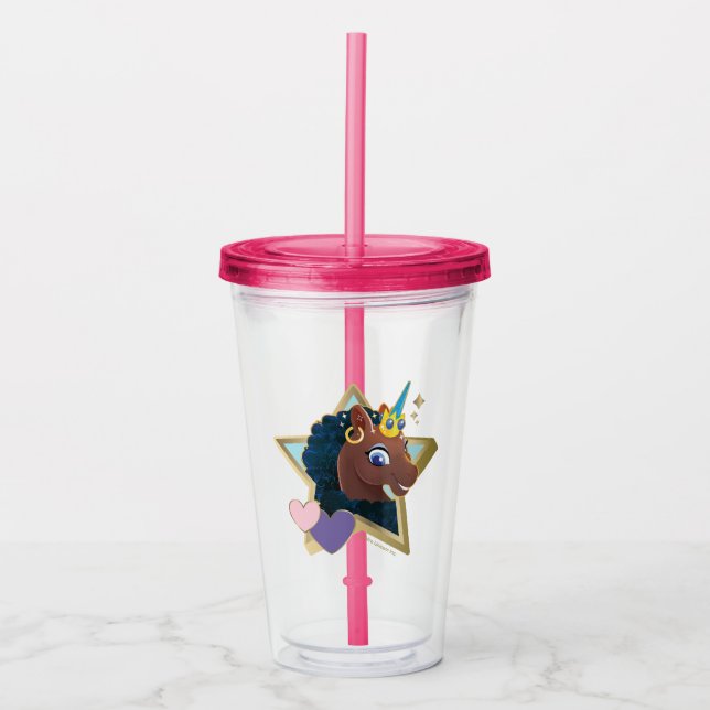 Afro Unicorn Magical Star Acrylic Tumbler (Front)