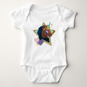 Afro Unicorn Magical Star Baby Bodysuit