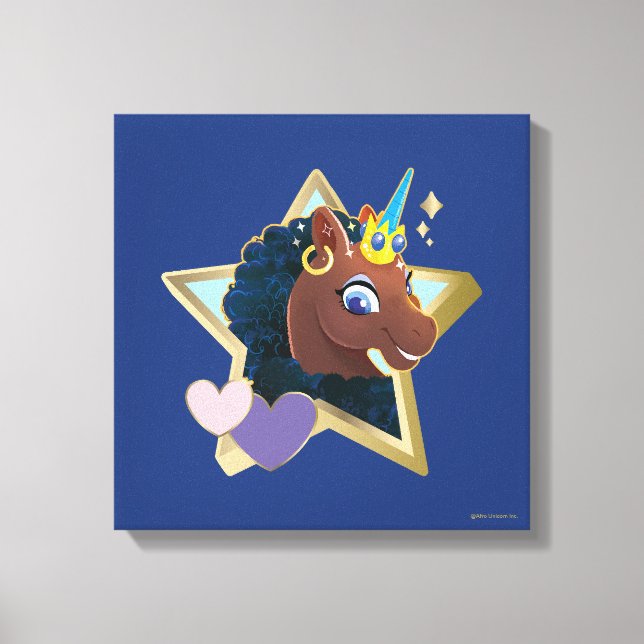 Afro Unicorn Magical Star Canvas Print (Front)