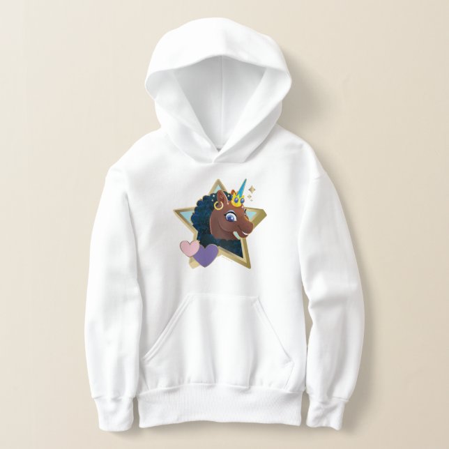 Afro Unicorn Magical Star Hoodie (Laydown)