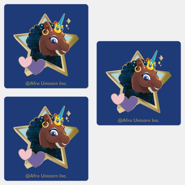 Afro Unicorn Magical Star Labels (Group)