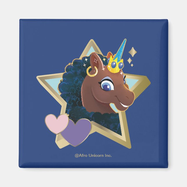 Afro Unicorn Magical Star Magnet (Front)