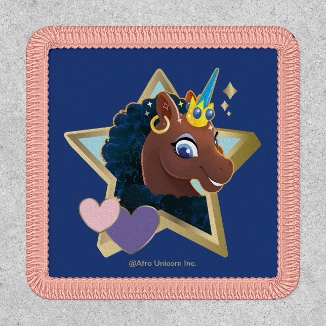 Afro Unicorn Magical Star Patch (Front)