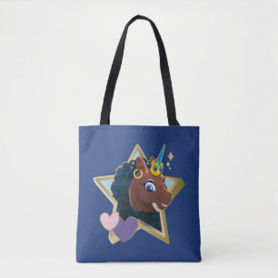 Afro Unicorn Magical Star Tote Bag