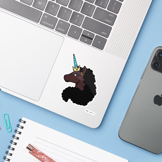Afro Unicorn | Magical Sticker (Laptop w/ iPhone)