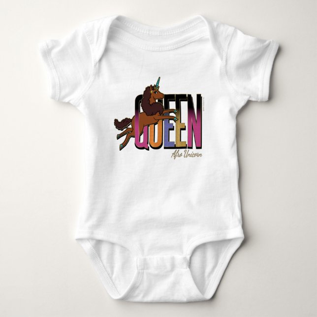 Afro Unicorn Queen Design Baby Bodysuit (Front)