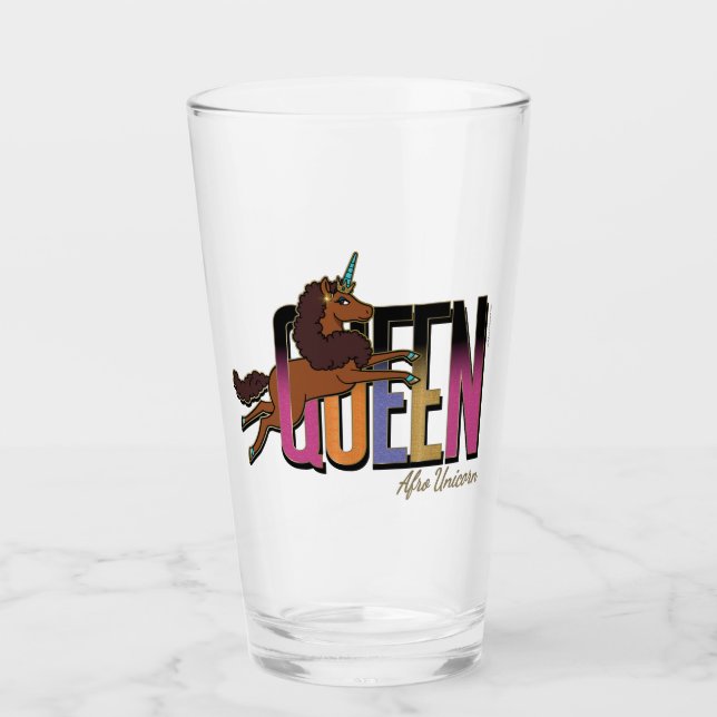 Afro Unicorn Queen Design Glass (Front)