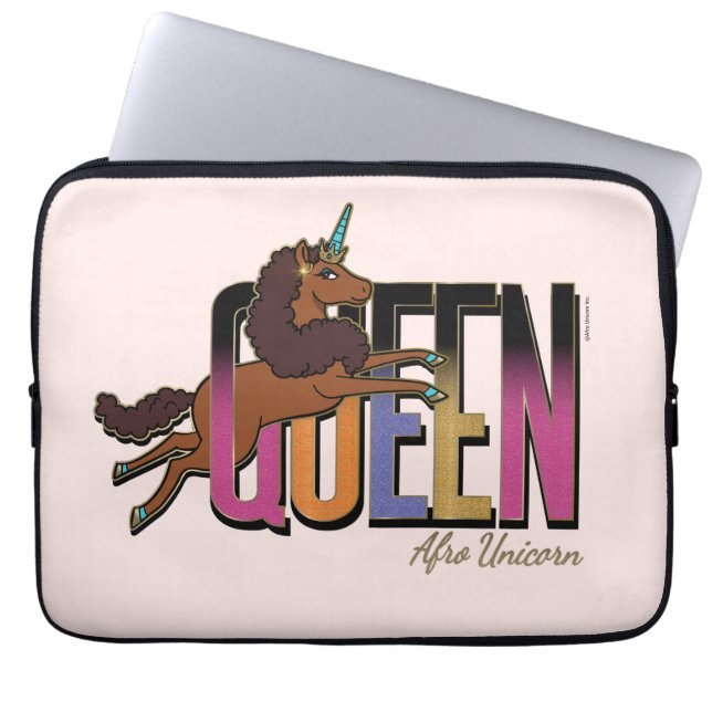 Afro Unicorn Queen Design Laptop Sleeve (Front)