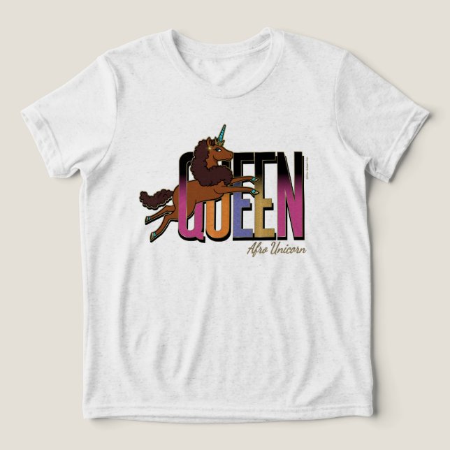 Afro Unicorn Queen Design Tri-Blend Shirt (Design Front)