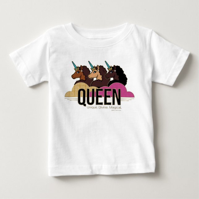 Afro Unicorn Queen Trio Design Baby T-Shirt (Front)