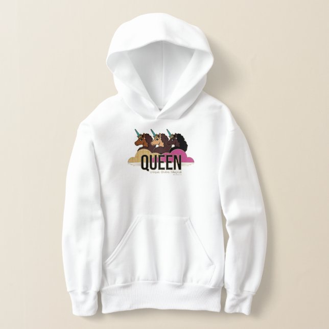 Afro Unicorn Queen Trio Design Hoodie (Laydown)