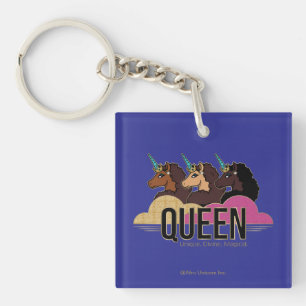 Afro Unicorn Queen Trio Design Keychain